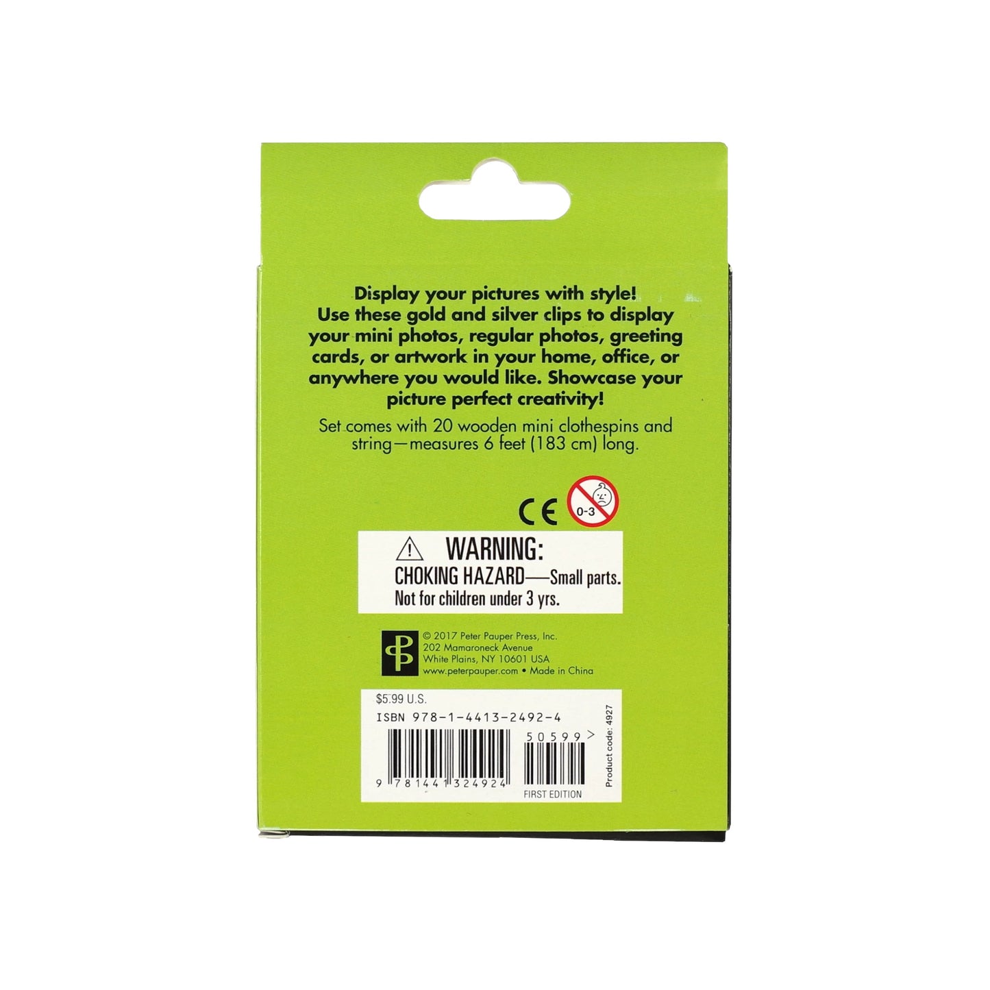 Green packaging with text and a warning label on a white background