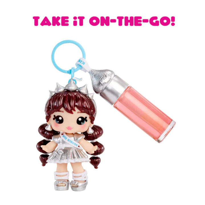 Keychain with a character holding a spray bottle and text 'Take it on-the-go!' on a white background