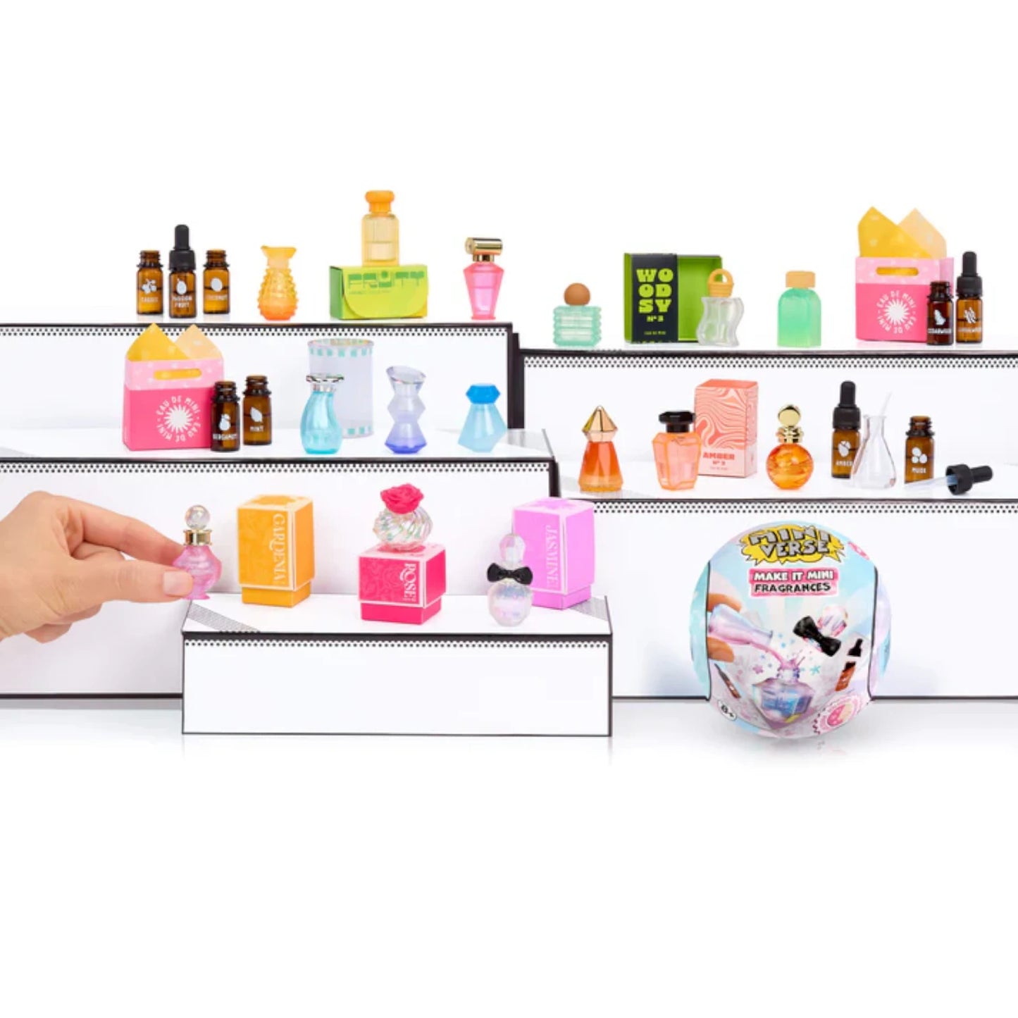 Miniverse Make It Mini Fragrances Miniature cosmetic set with various items on a white background