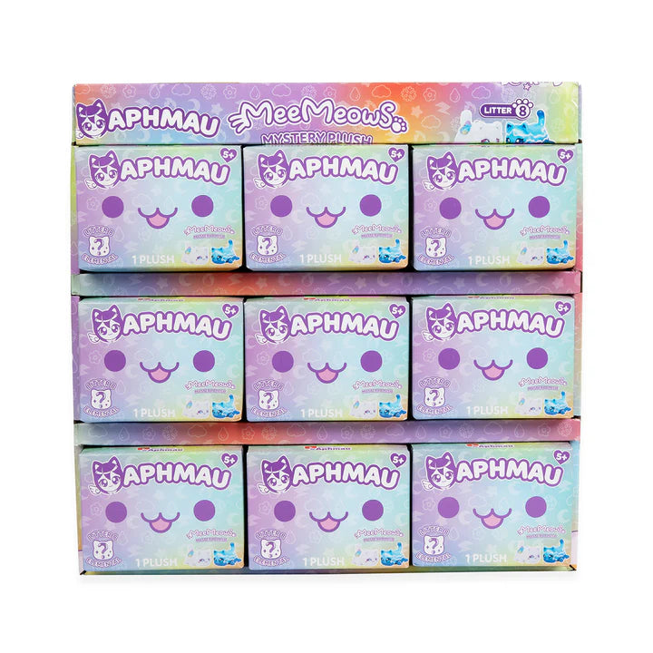 Box of Aphmau Mee Meows toys on a white background
