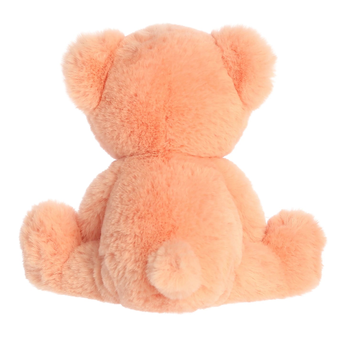 Back Product view of Aurora Gelato Bear Mango, a soft peach-orange teddy bear with a fluffy texture and brown nose.