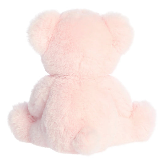 Back Product view of Aurora Gelato Bear Strawberry, a soft pink teddy bear with a fluffy texture and brown nose.
