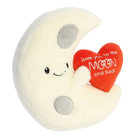 Angled view of Aurora Just Sayin' "Love You To Moon" plush