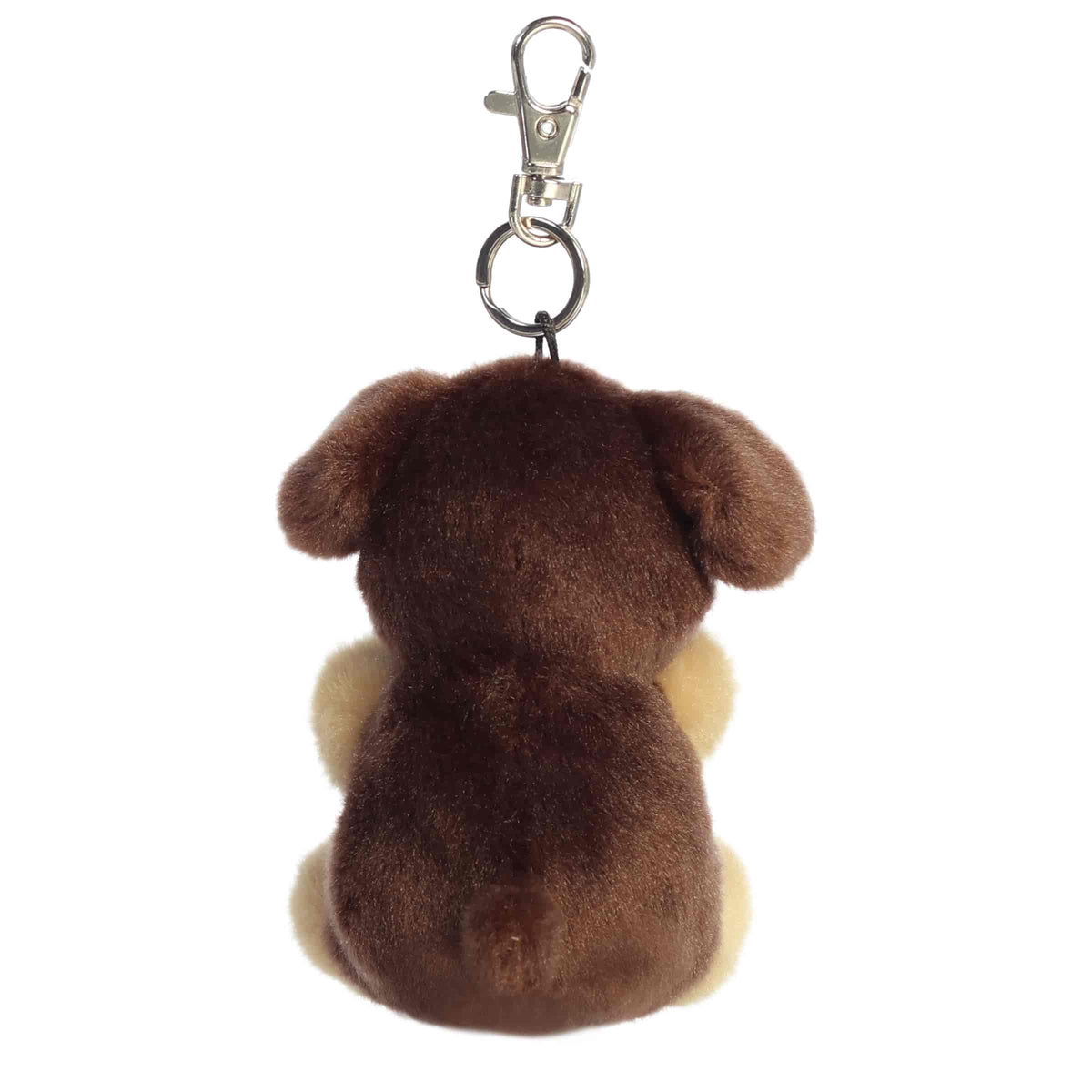 Aurora Palm Pals Houdini Dachshund plush clip-on featuring soft brown fur, tan muzzle and paws, floppy ears, and a silver swivel clasp.