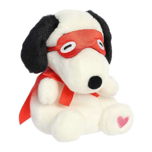 Angled view of Aurora Palm Pals Snoopy Kissing Bandit plush