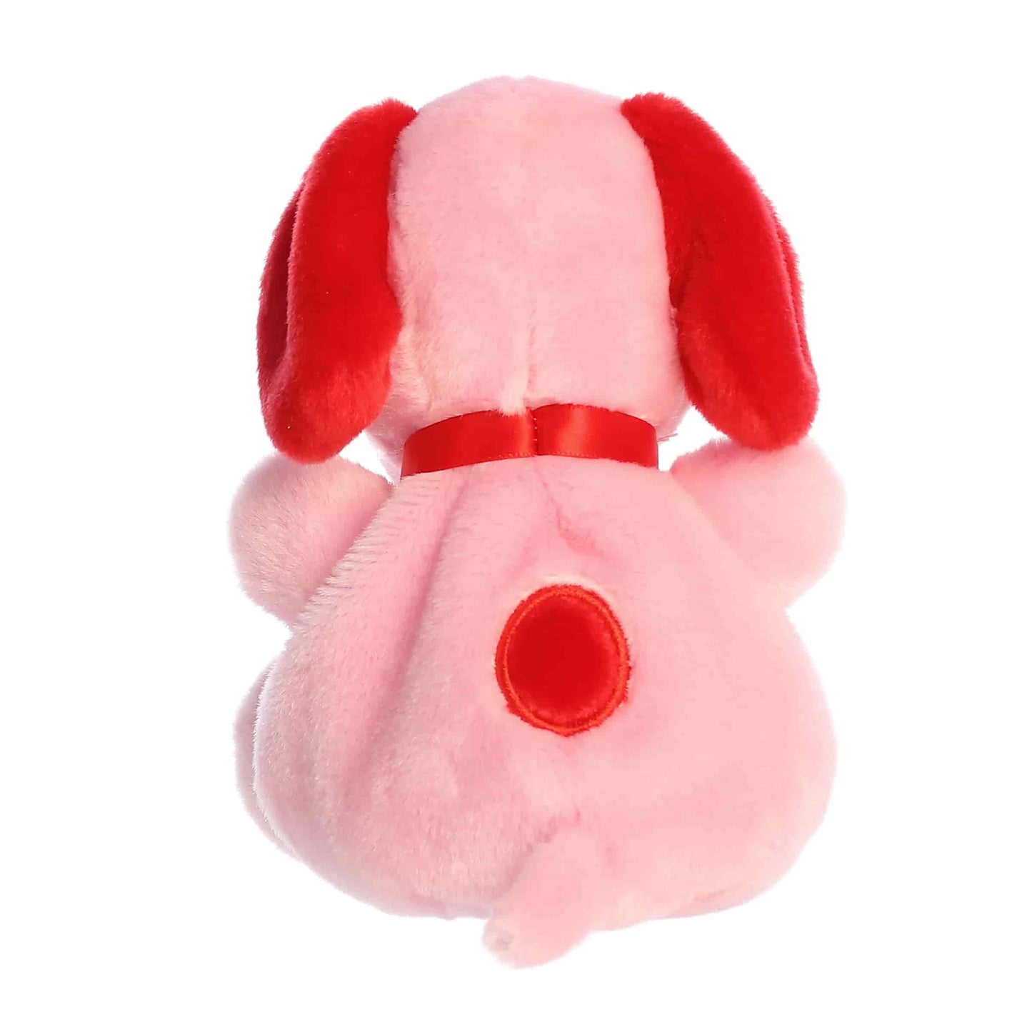 Back view of Aurora Palm Pals Peanuts Snoopy Red & Pink Valentine's Day plush
