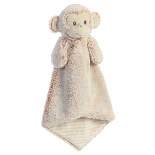 Aurora World Ebba Cuddlers Luvster Marlow Monkey 16-Inch plush featuring a stuffed head, soft peach-toned fur body, and striped underbelly blanket design.