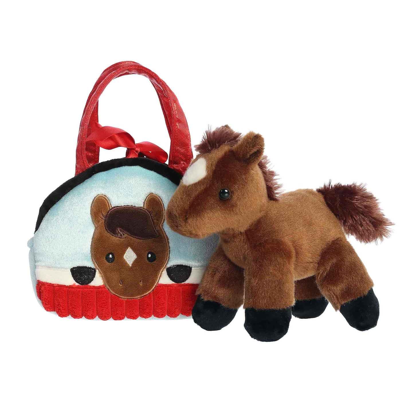 Aurora World Fancy Pals Peek-A-Boo Pony In Barn 8-Inch plush set featuring brown pony and soft barn carrier.