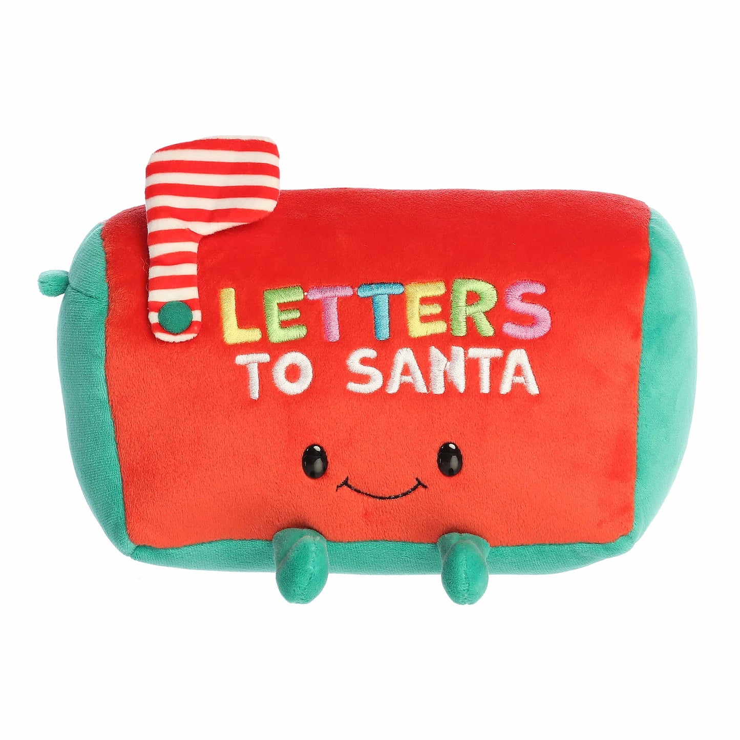 Plush mailbox with 'Letters to Santa' text on a white background