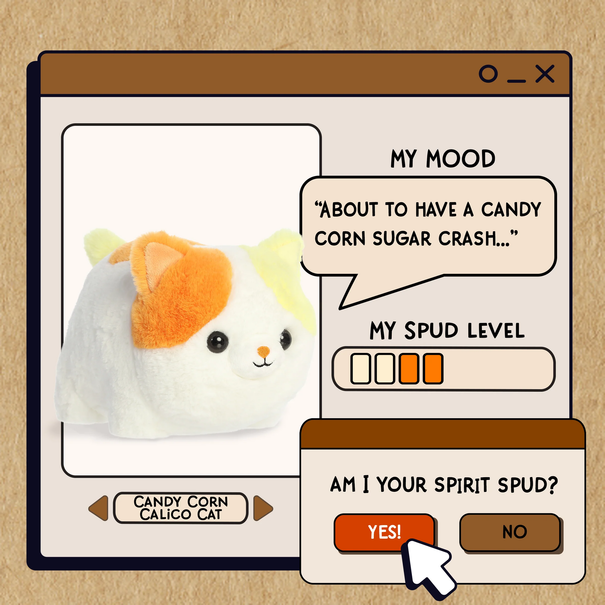 Aurora Spudsters Candy Corn Calico Cat