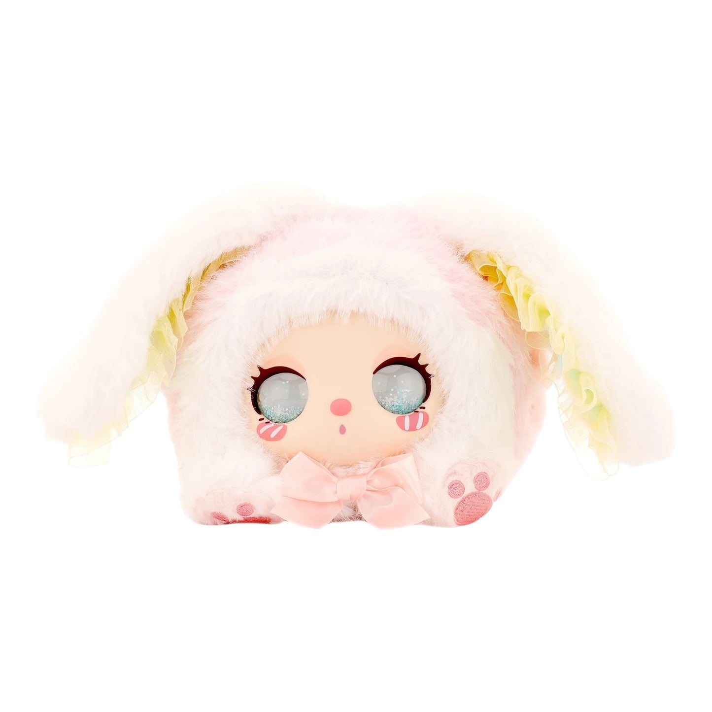 Baby Three Liila’s Marshmallow Bunny Bag Cute plush toy with bunny ears on a white background