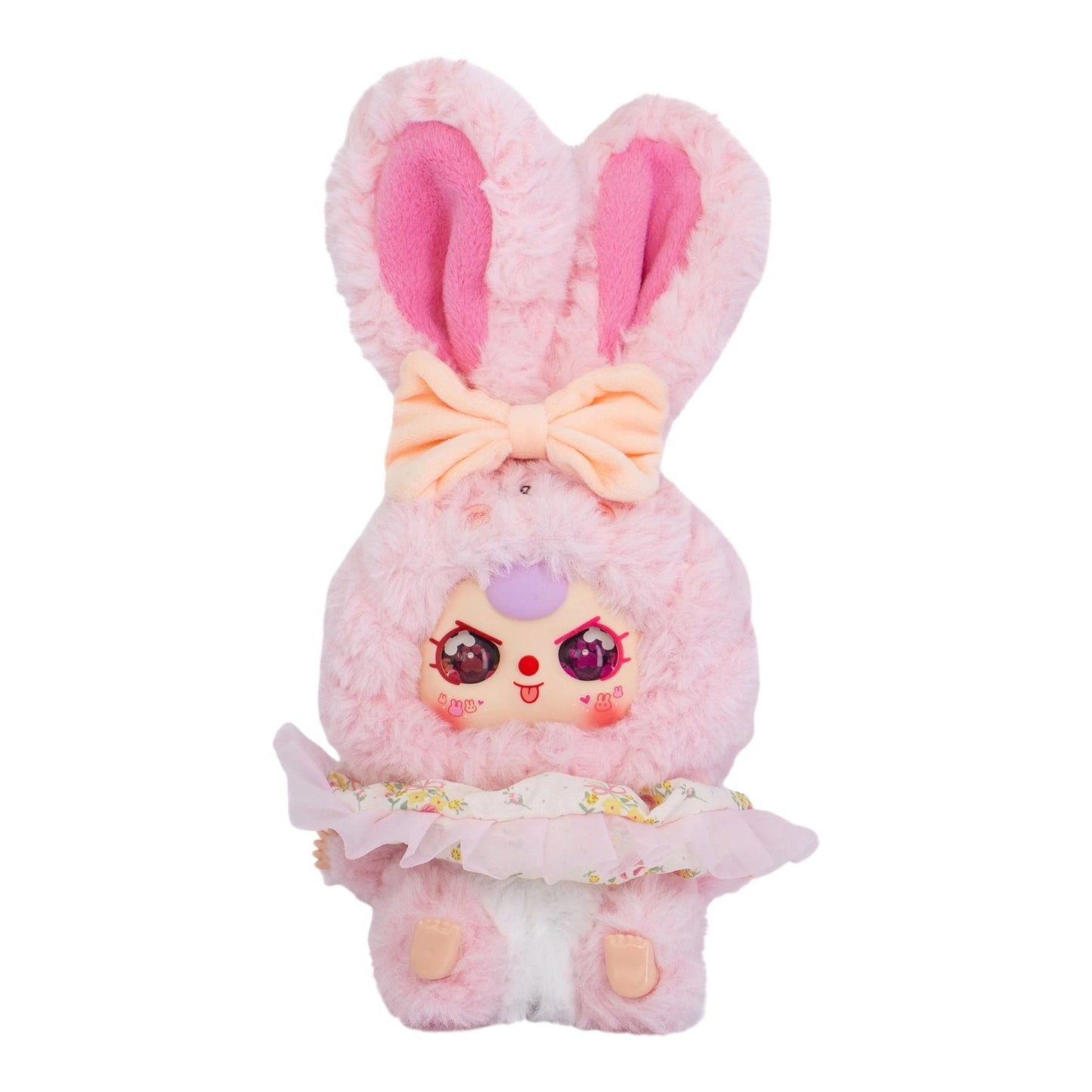 Baby Three Lili Rabbit Town Plush – 35cm Collectible Rabbit Toy Pink plush toy with bunny ears and a bow on a white background
