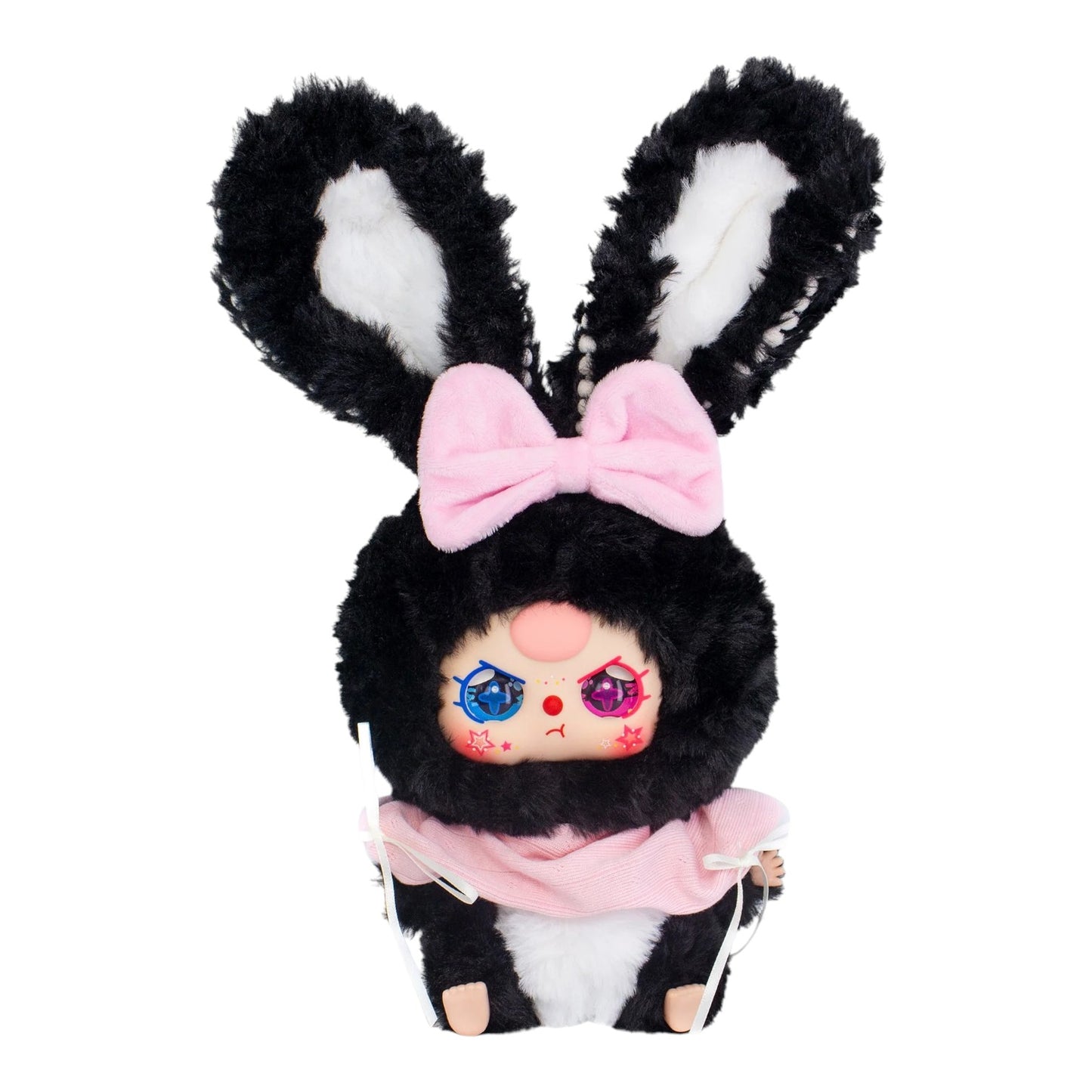 Baby Three Lili Rabbit Town Plush – 35cm Collectible Rabbit Toy Plush toy with black and white bunny ears and a pink bow on a white background