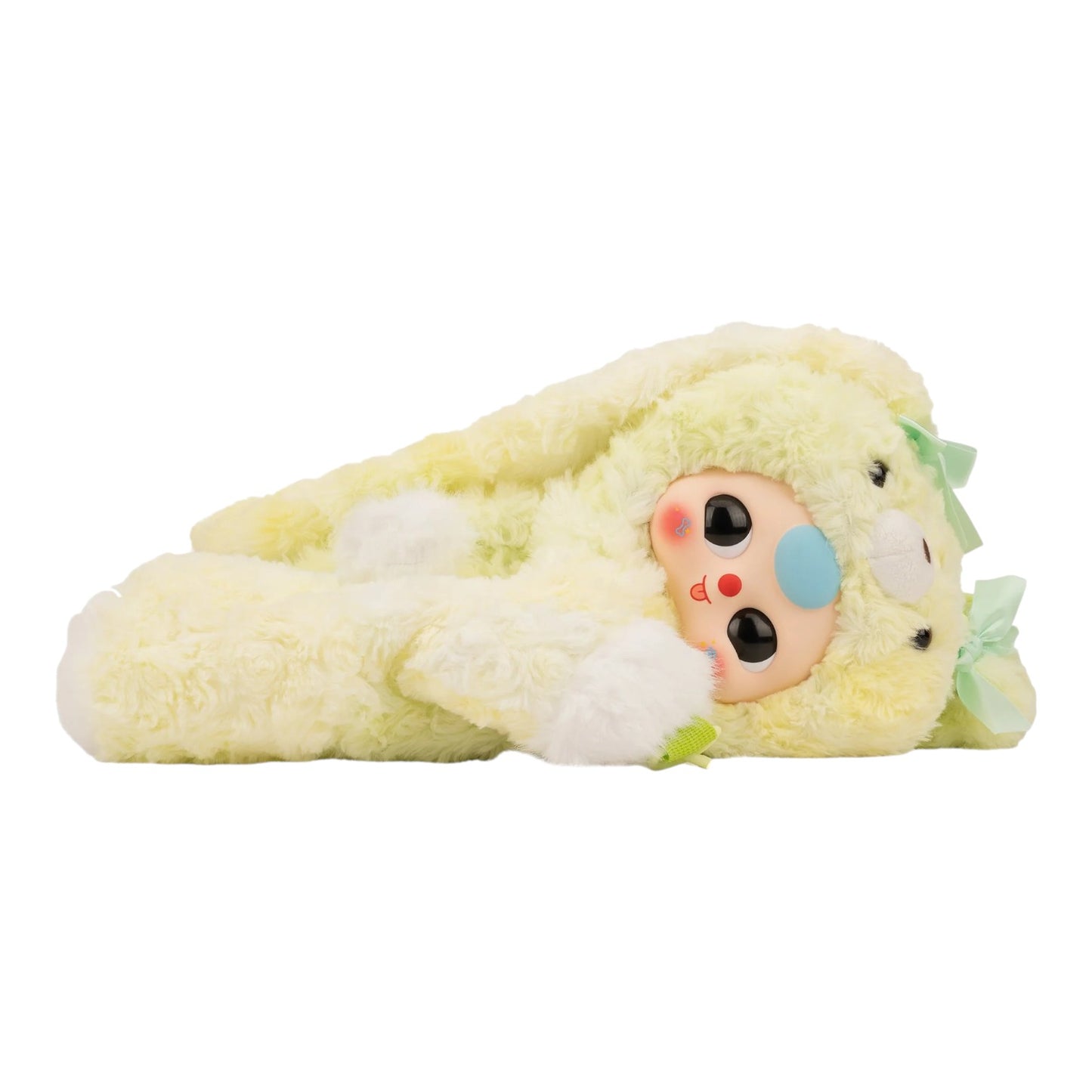 Baby Three 38cm Hugging Baby Backpack Plush Plush toy resembling a character with a light yellow body and colorful face on a white background