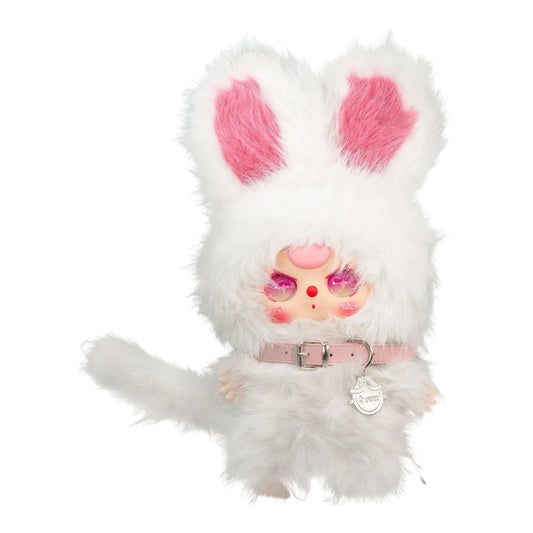 Baby Three 45cm Tall Baby Three Dolls – Unique Double Reincarnation Plush toy with bunny ears and a small face on a white background