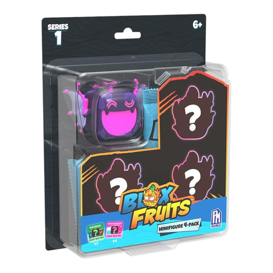 Packaged toy set with 'Bloxx Fruits' branding on a white background