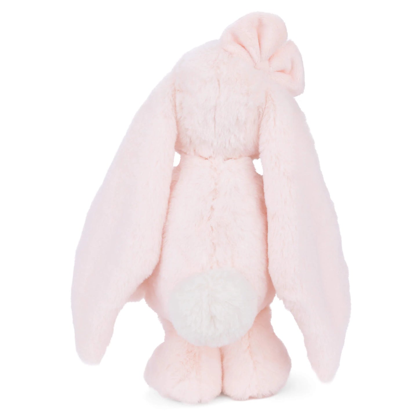 Bukowski Bears Friendly Kanina 12-inch pink bunny plush featuring a matching bow and long floppy ears lined with floral fabric.