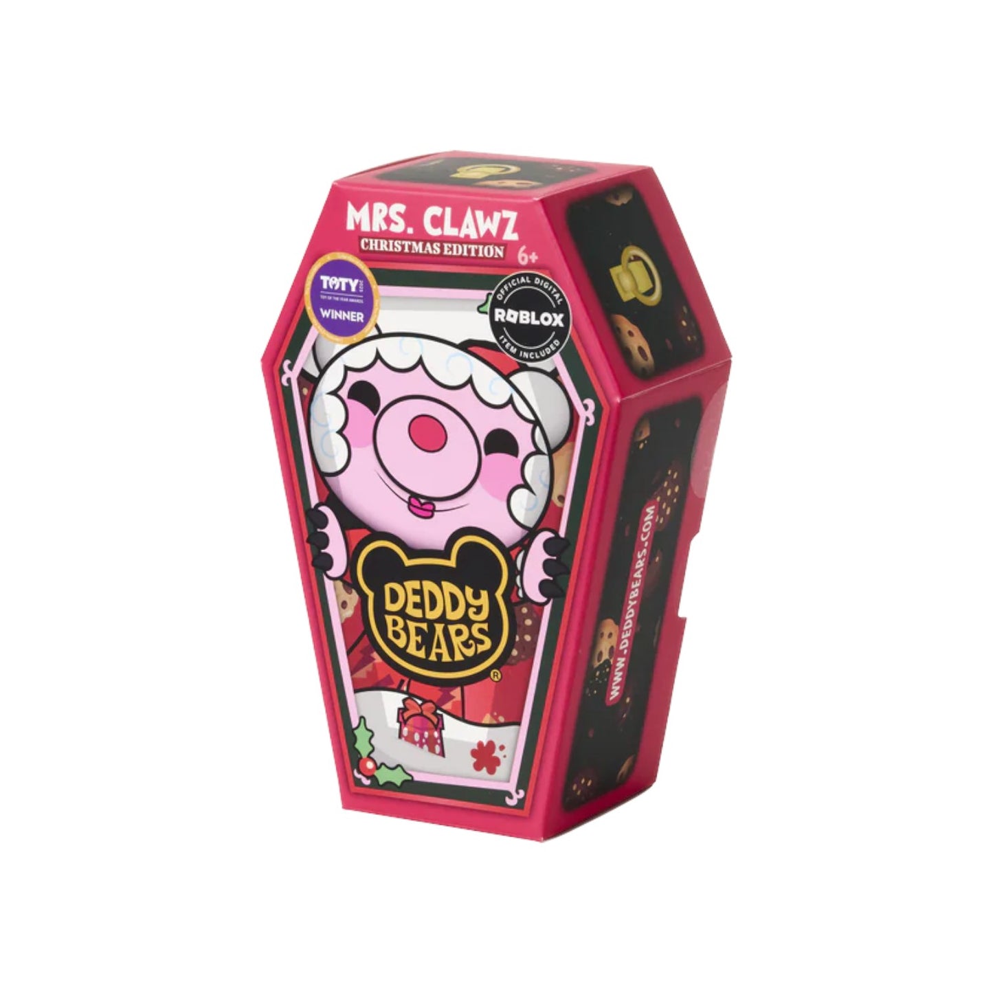 Toy packaging with cartoon character and text on a white background