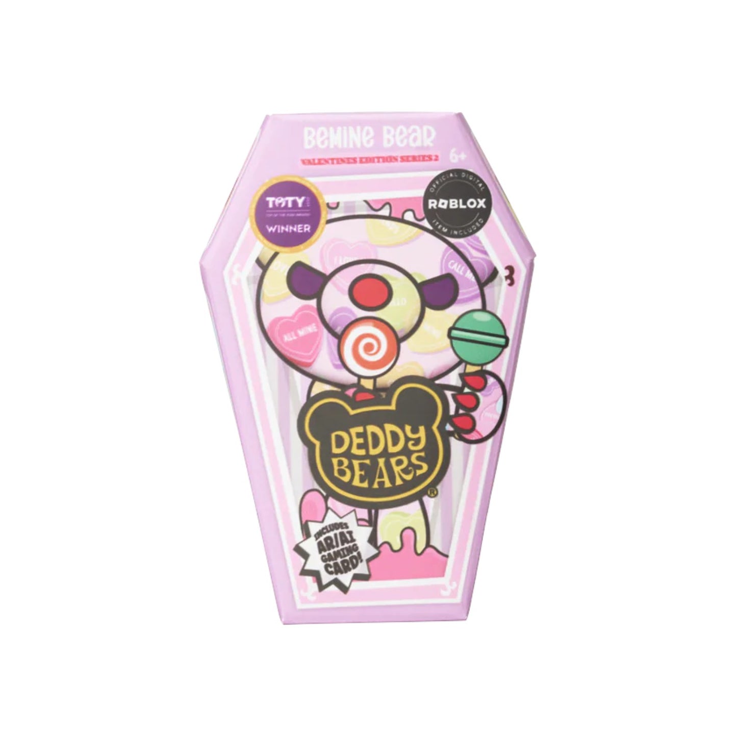 Packaged toy with colorful design and text on a white background