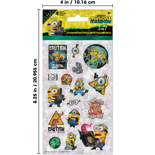 Pack of Minions stickers with a clear window on a white background