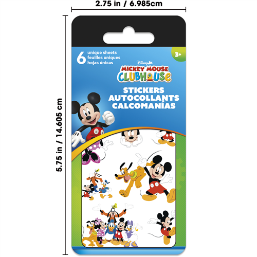 Mickey Mouse Clubhouse stickers packaging with dimensions