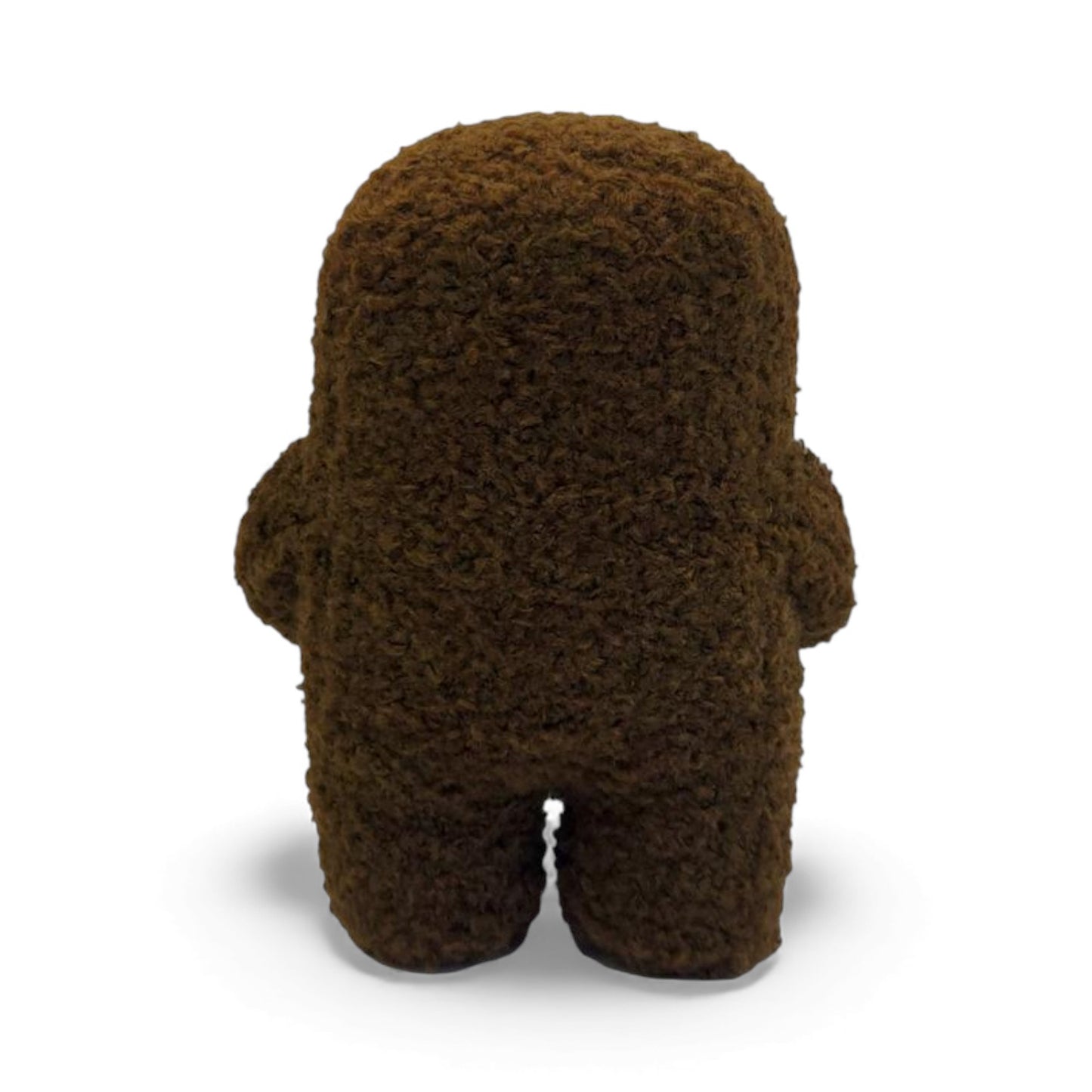 Back view of the 6.5-inch Domo plush, a brown fuzzy monster with an open
mouth holding a bowl of ramen noodles with chopsticks.