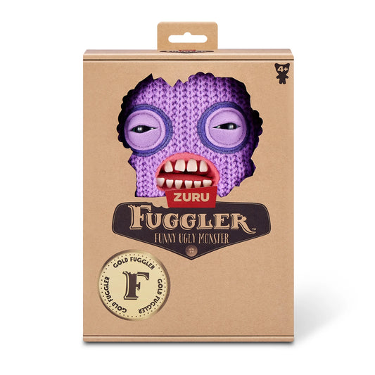 Fuggler Gold Fuggs Series 1 Mr Needles 9-inch plush featuring a purple knit body, realistic teeth, and golden pleather underwear.