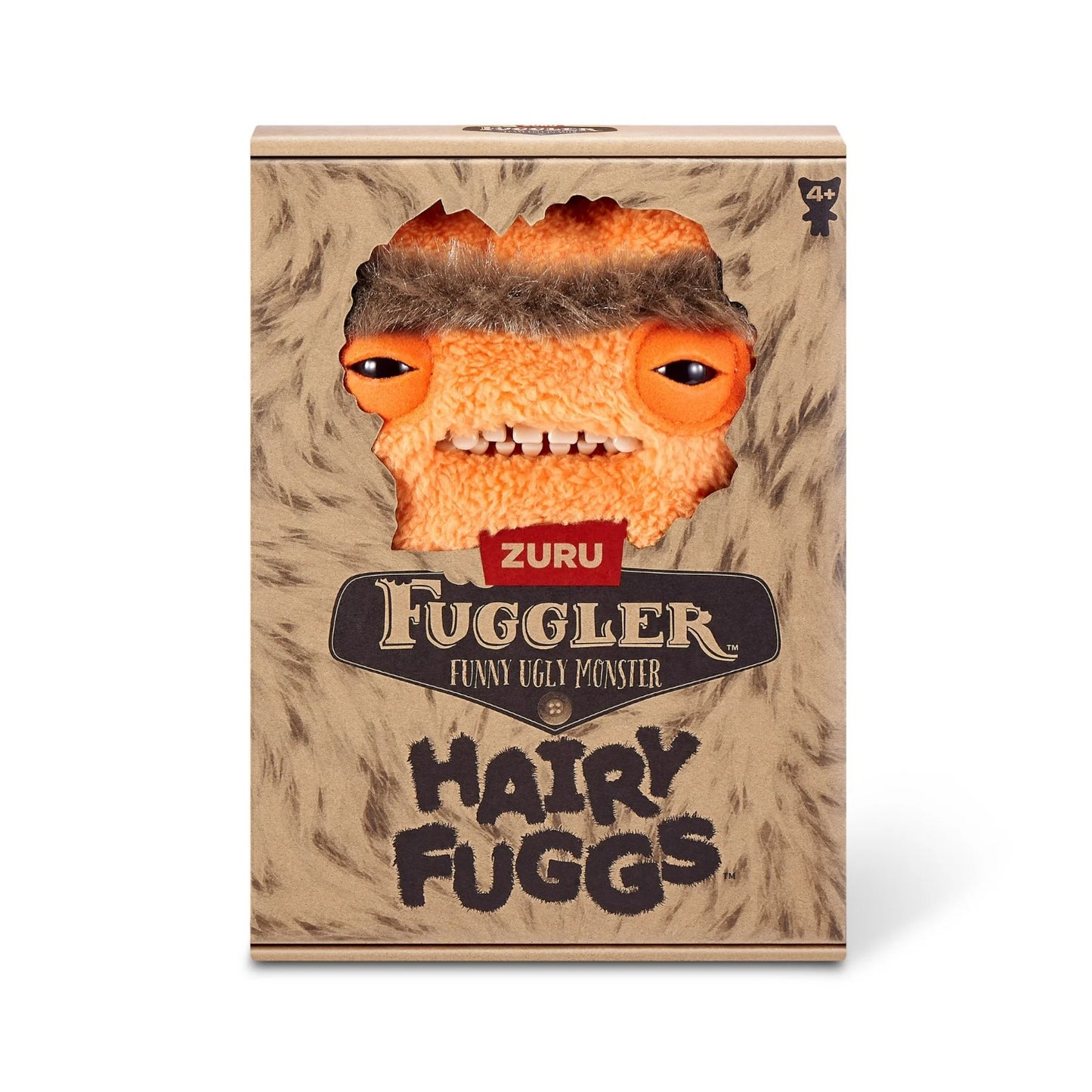 Hairy Fuggs Munch Munch Fuggler plush with monobrow and creepy teeth in packaging