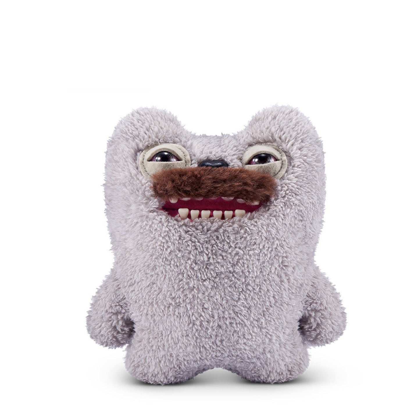 Hairy Fuggs Old Tooth Fuggler plush with grey fur and prominent moustache