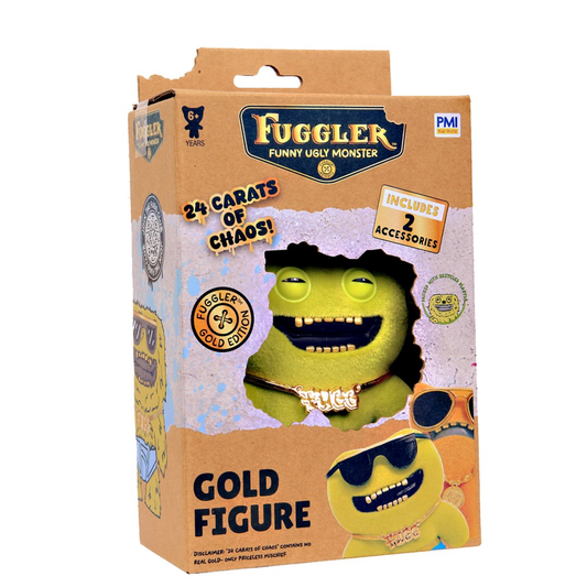 Fuggler Series 3 Gold Edition Count Underoo McGoo 4.5-inch green flocked figure with sunglasses and a gold FUGG chain.