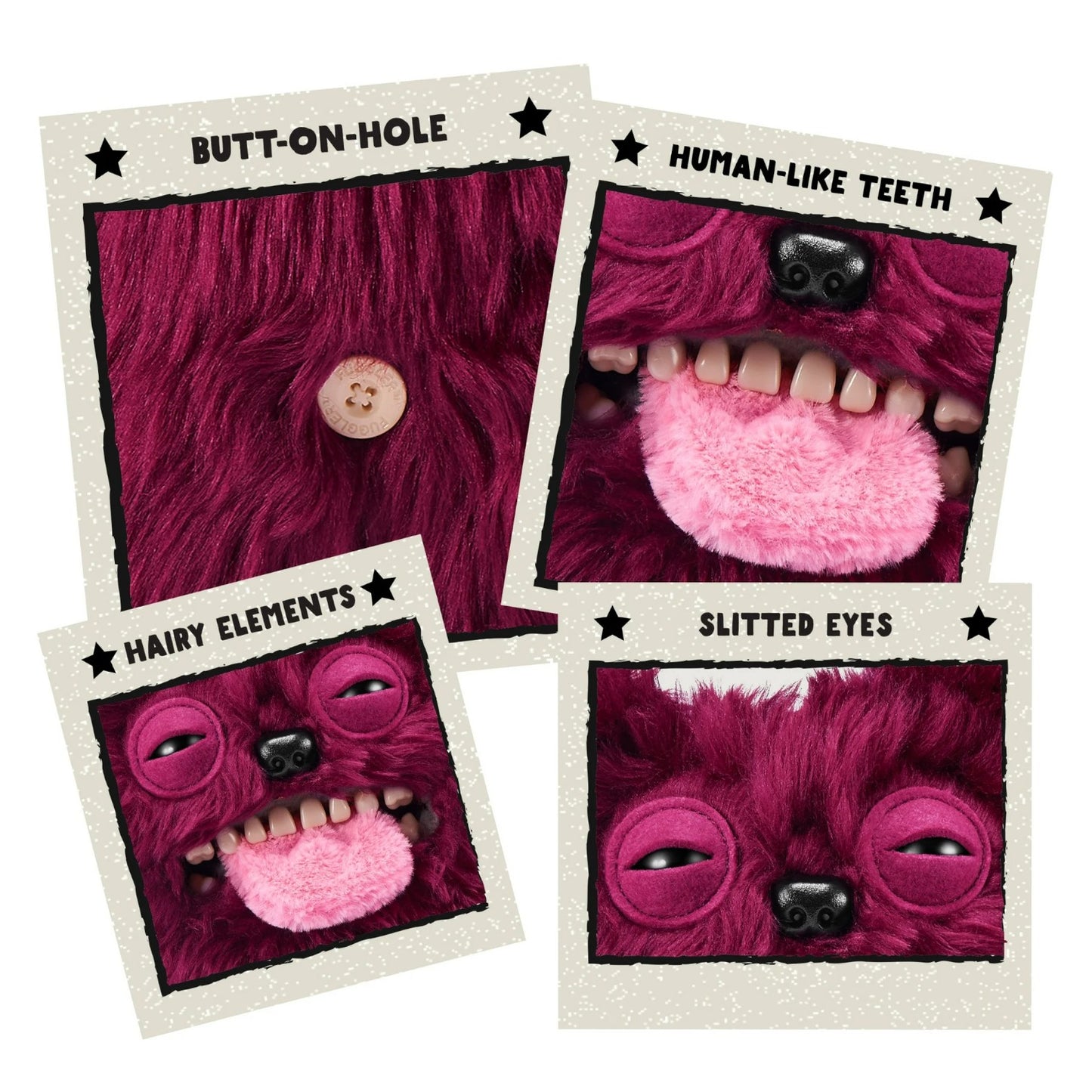 Hairy Fuggs Sir Belch Fuggler plush with red hair and quirky moustache close-up