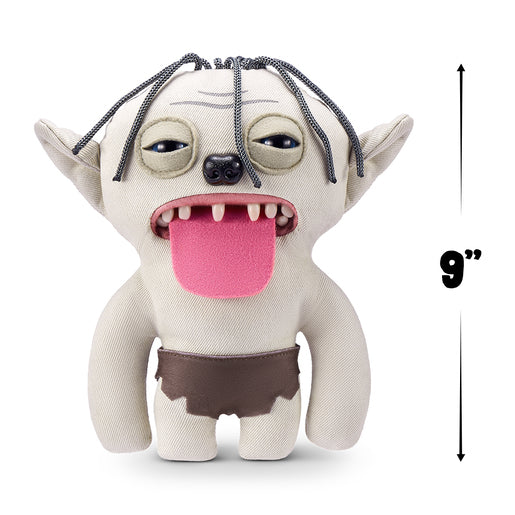 A product photo of the Gollum Fuggler plush with a scale indicator showing the toy's height is 9 inches (22cm).