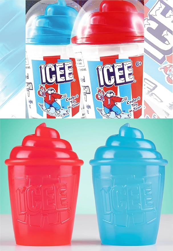 A soft, slow-rising ICEE scented squishy toy packaged in a clear stylized ICEE cup, available in either red cherry or blue raspberry.