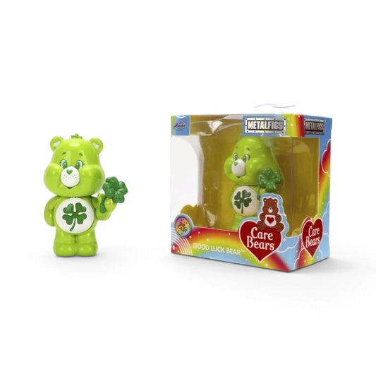 Jada Toys Metalfigs Care Bears Good Luck Bear 2.5-inch die-cast metal figure in green with a shamrock belly badge.