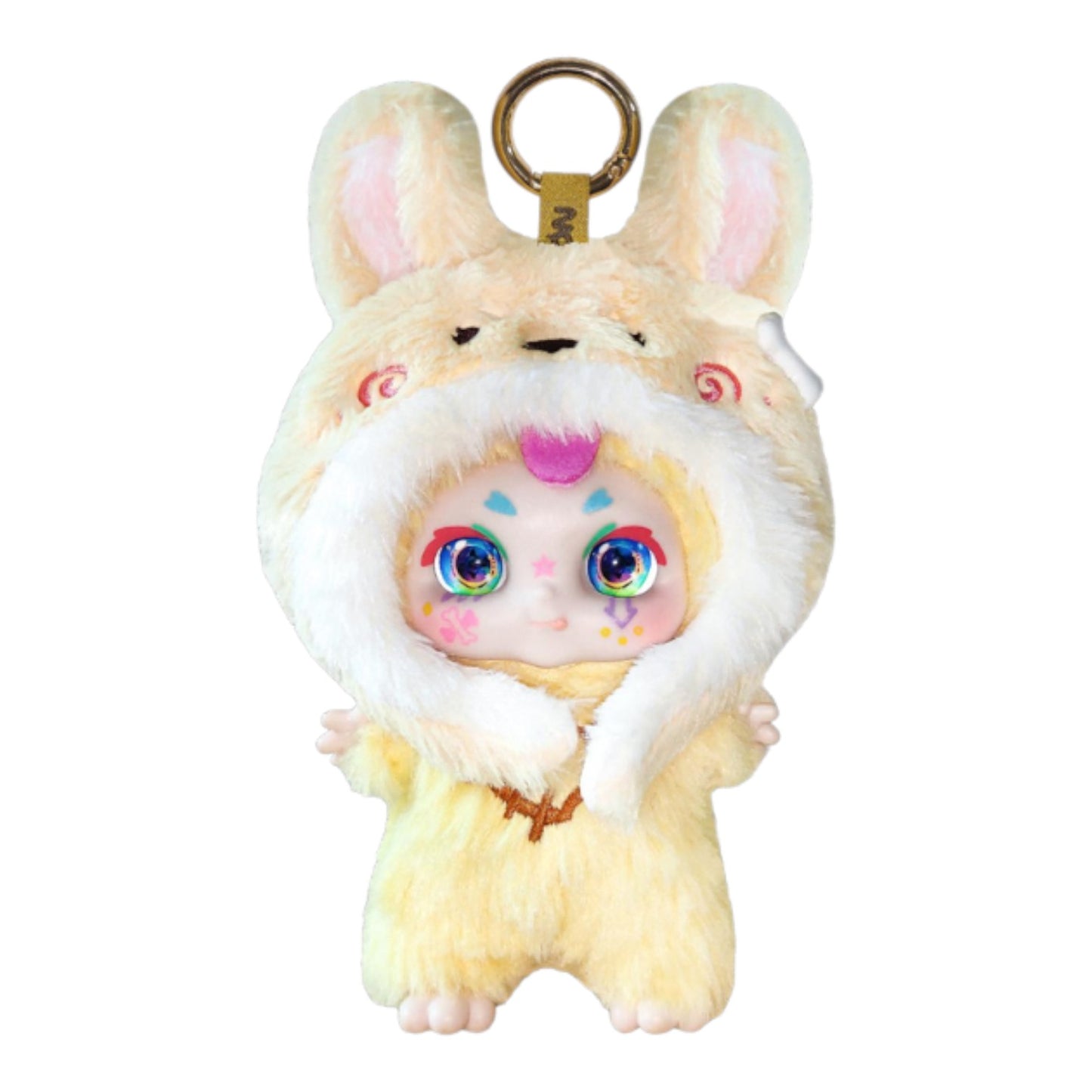 Kimmon Dreams of Wilderness Plush Doll – Available from Canadian stock at ReChild.ca keychain in a bunny costume with colorful face on a white background