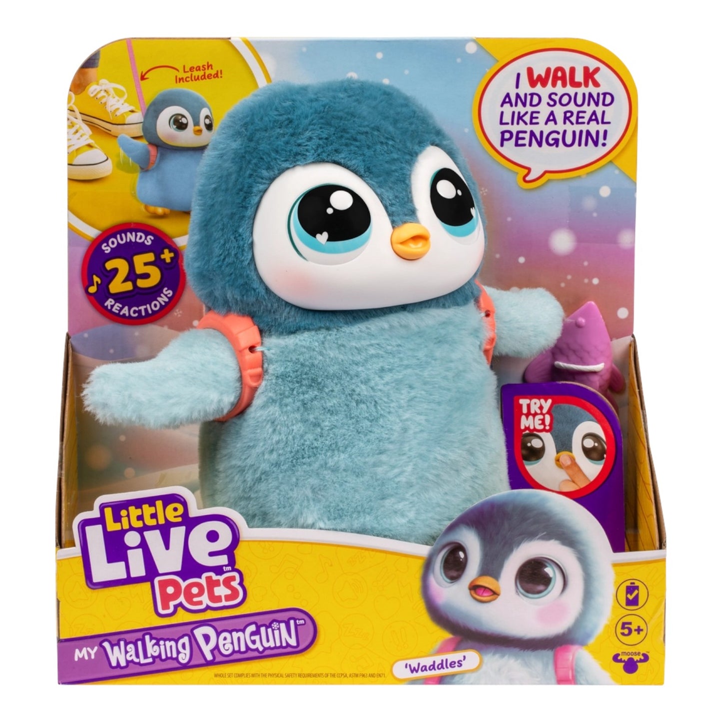 Little Live Pets My Walking Penguin toy in packaging with colorful design
