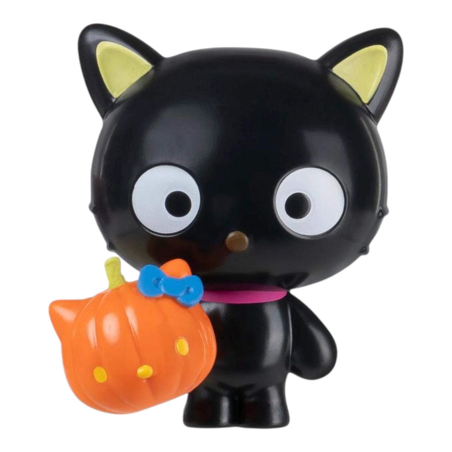 Halloween Hello Kitty 2" Collectible Figures – Sanrio Friends Halloween Set - Chococat with a pumpkin and blue bow tie on a white background