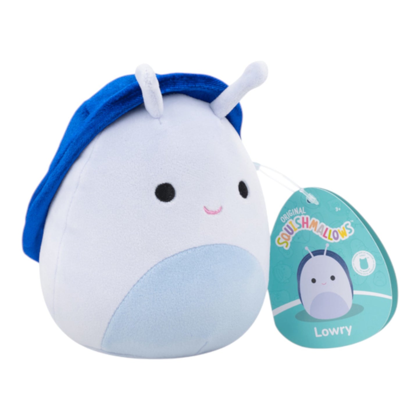 New 5" Fall Squishmallows 2025 - First to Market Lowry blue snail wearing a blue velvet hat