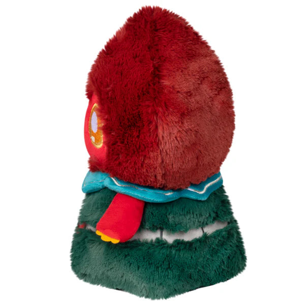 Squishable Mini Flatwoods Monster Plush toy with a red hood and green body on a white background