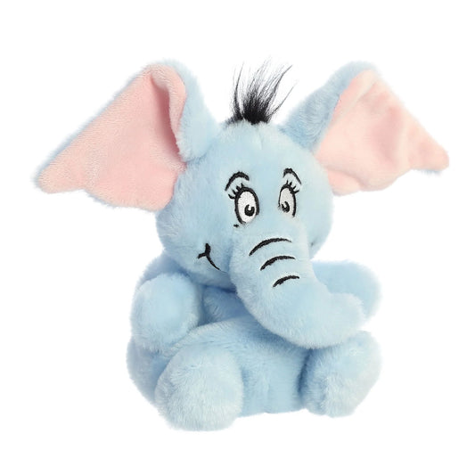 Angled view of Palm Pals Dr. Seuss Horton 5-inch plush soft toy