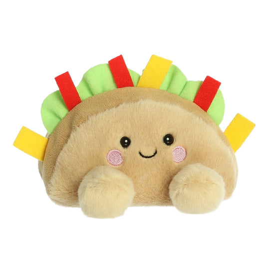 Angled view of Palm Pals Fiesta Taco 5-inch plush soft toy