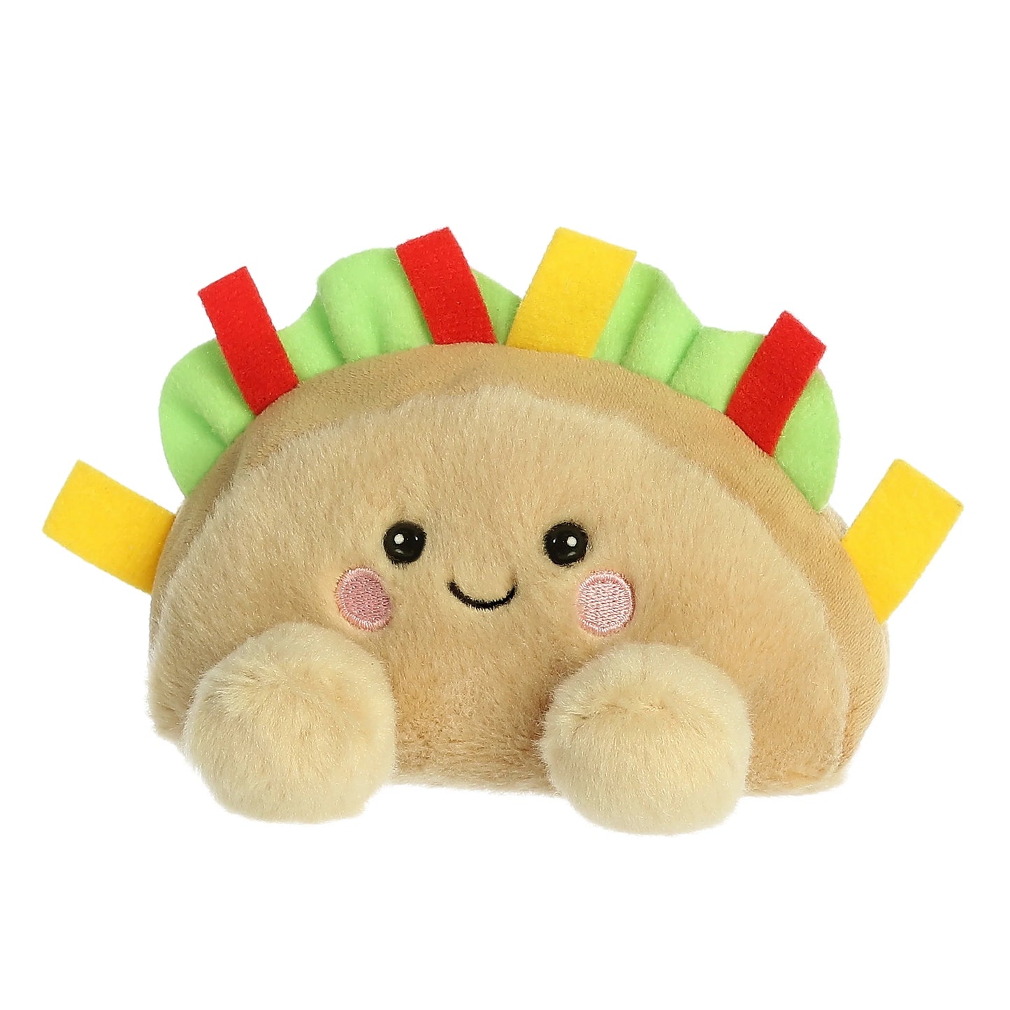 Angled view of Palm Pals Fiesta Taco 5-inch plush soft toy