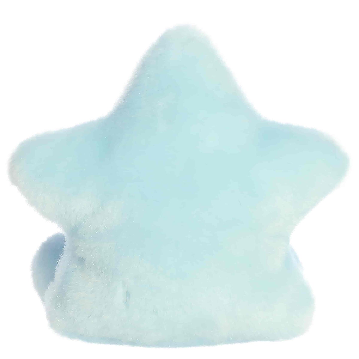 Party Sized Palm Pals Lumi Snow Star plush featuring soft light blue fur, embroidered white snowflake details, and rosy pink cheeks.
