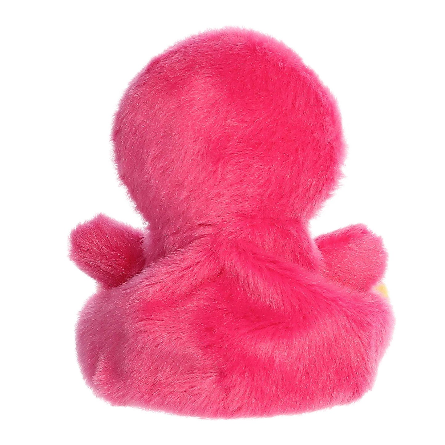 Pink plush duck toy on a white background