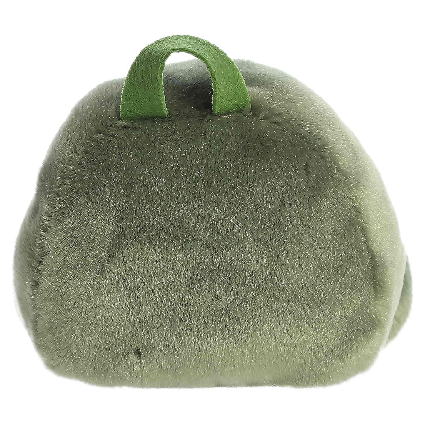 Palm Pals Rainier Backpack, a small green plush shaped like a backpack with a cute blushing face and an avocado patch.