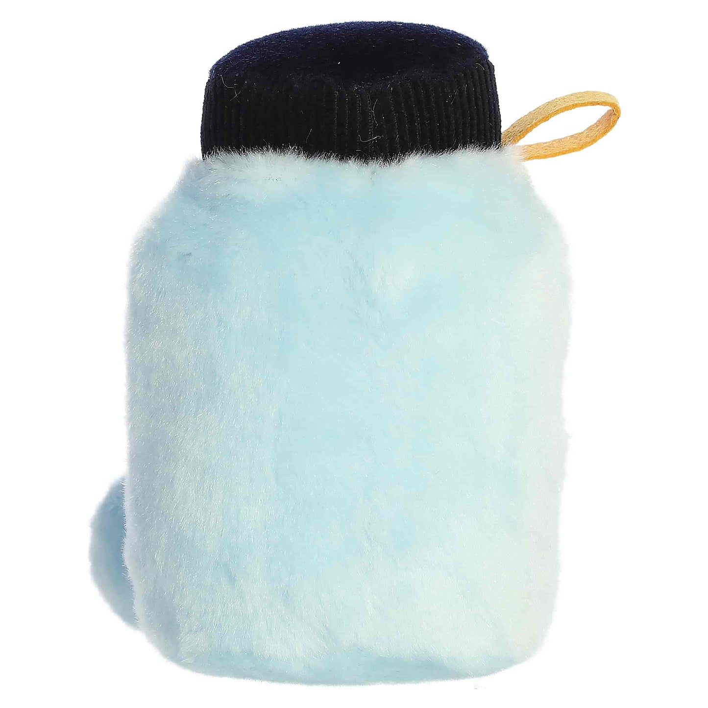 Palm Pals Rowan Water Bottle plush featuring a light blue body, dark navy lid, tiny handle, and a sweet smiling face.