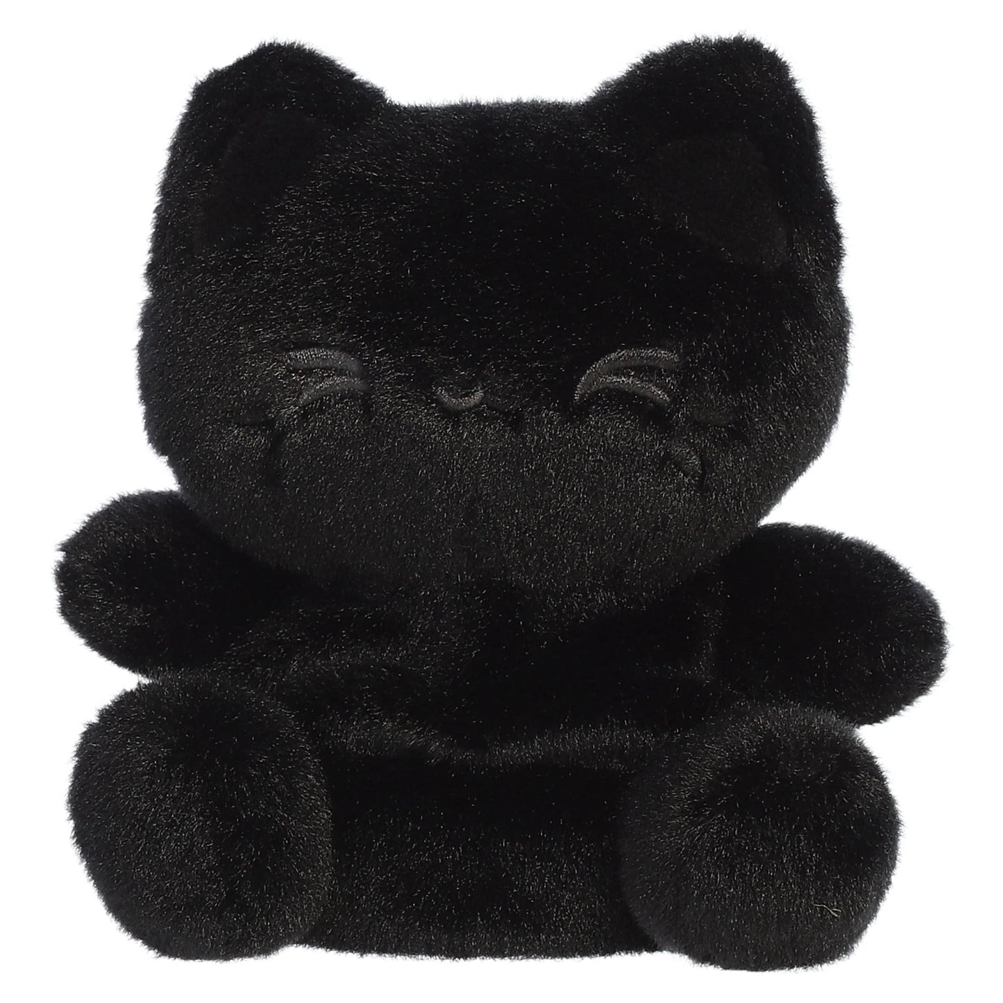 Palm Pals Tasty Peach Sesame Black Out Meowchi plush toy with an all-black monochromatic body and embroidered face