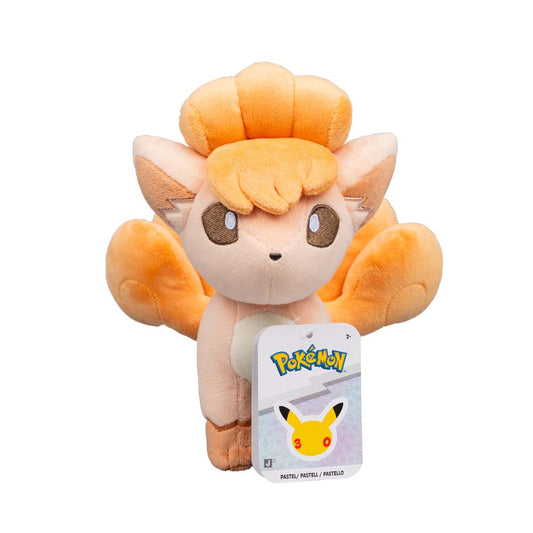 Officially licensed Jazwares Pokémon 30th Anniversary 8-inch pastel Vulpix plush.