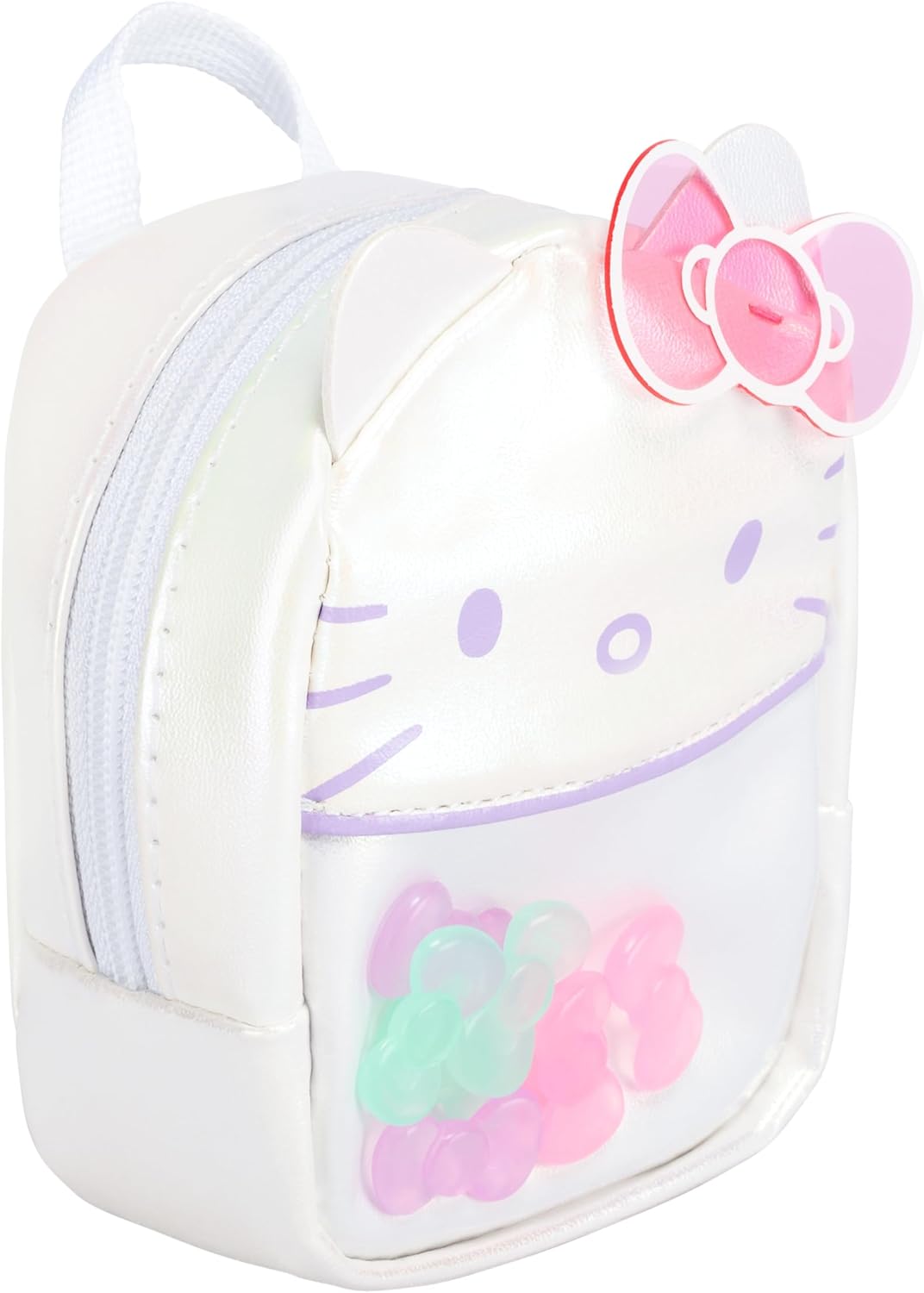 Hello Kitty-themed backpack with a pink bow on a white background