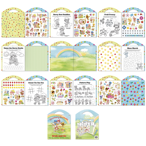 Set of colorful educational activity books for children on a white background